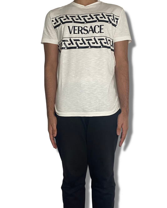 Versace Greca Print T Shirt White